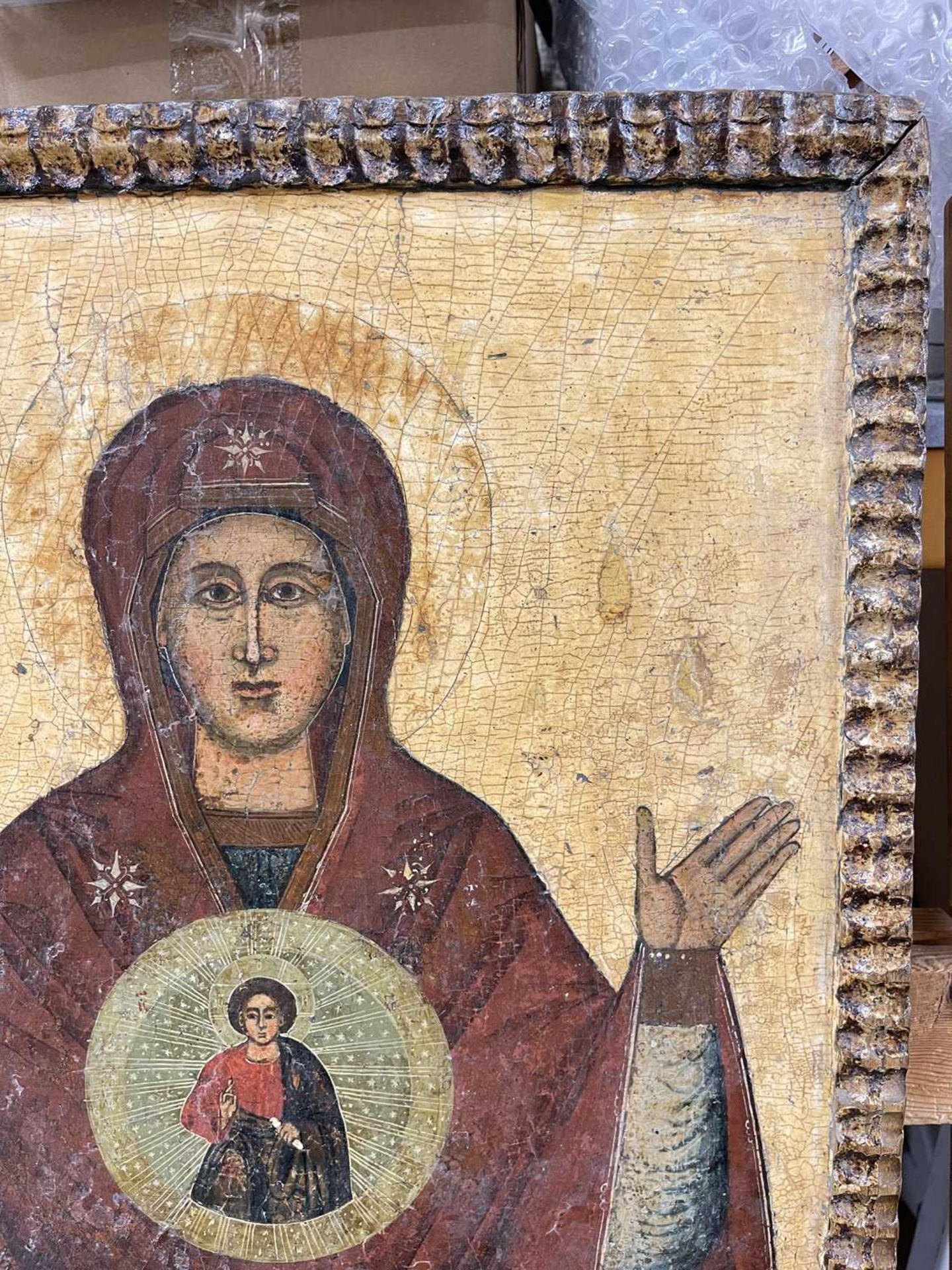 A processional icon of the Mother of God of the Sign and St Nicholas, - Image 17 of 44