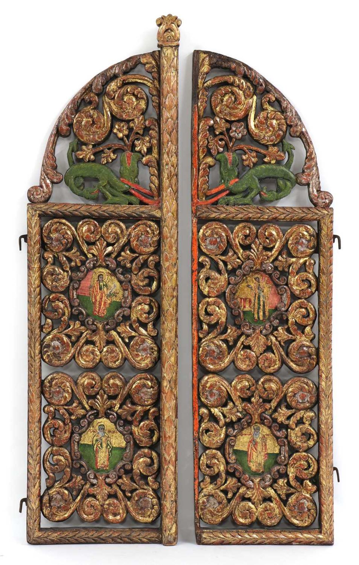 A pair of carved and pierced giltwood royal doors, - Image 3 of 46