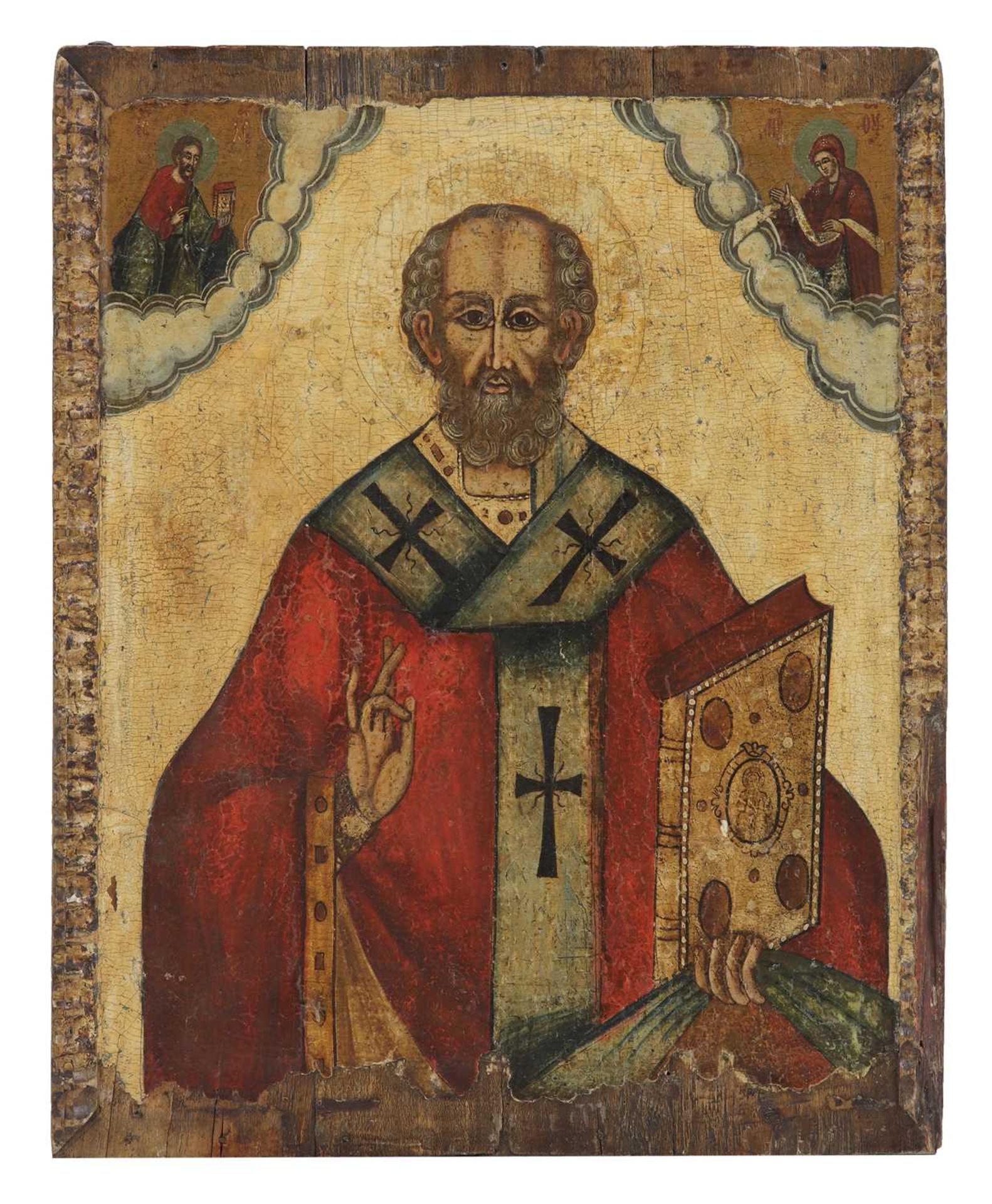 A processional icon of the Mother of God of the Sign and St Nicholas, - Image 5 of 44