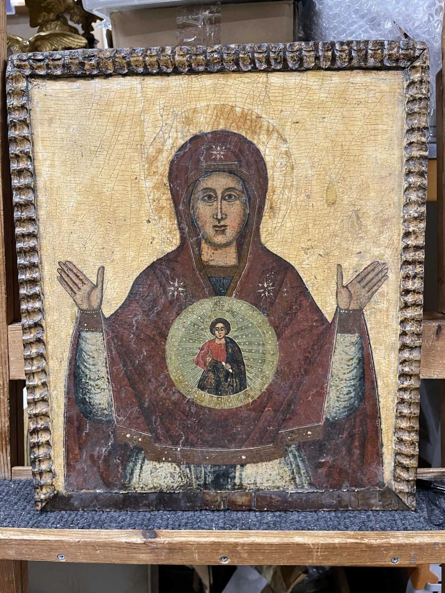 A processional icon of the Mother of God of the Sign and St Nicholas, - Image 15 of 44