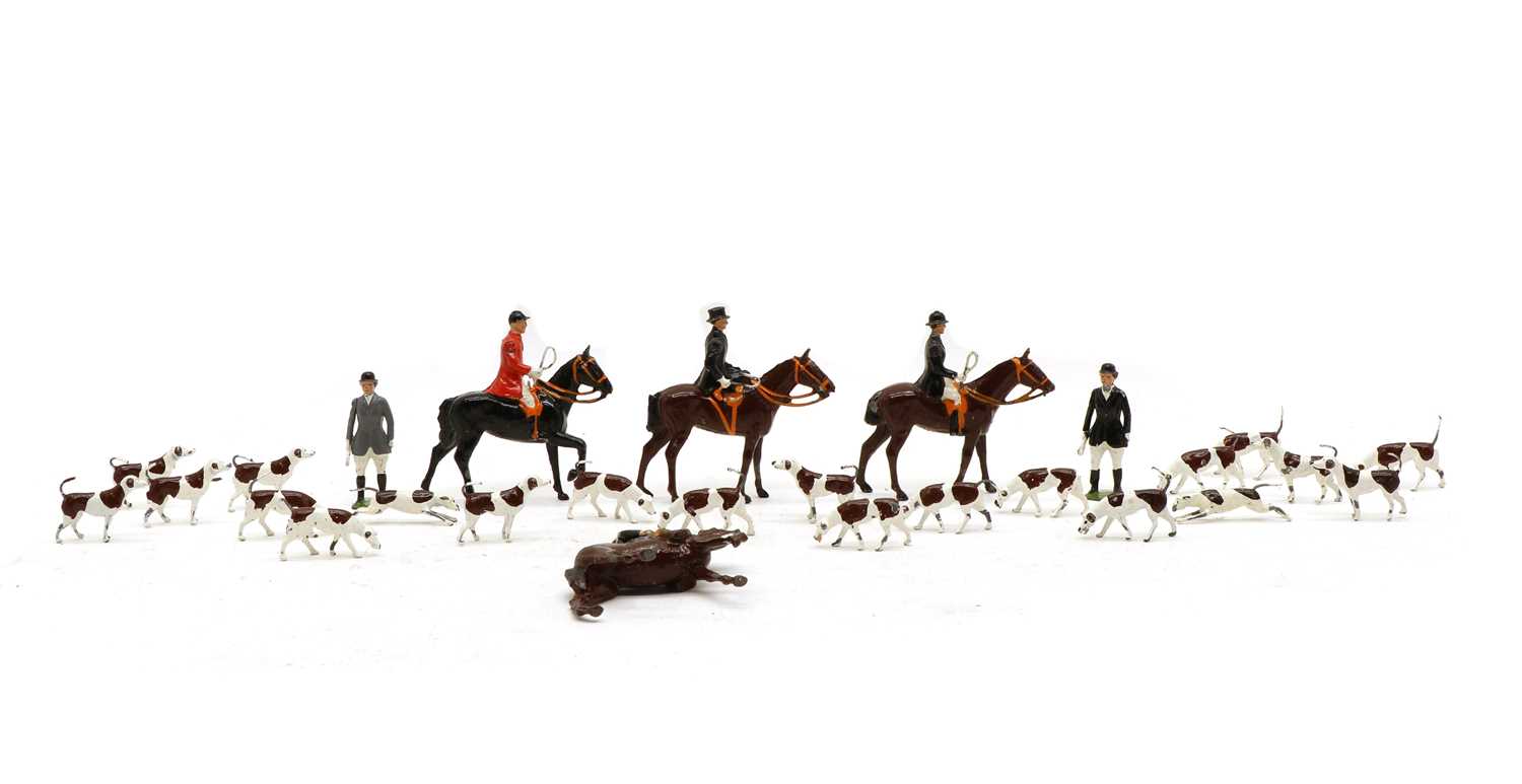 A Britains painted lead hunting group,