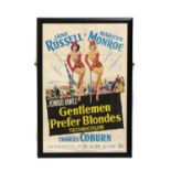 A framed film poster titled Gentlemen Prefer Blondes,