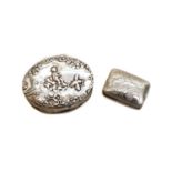 A Dutch silver snuff box and silver pill box