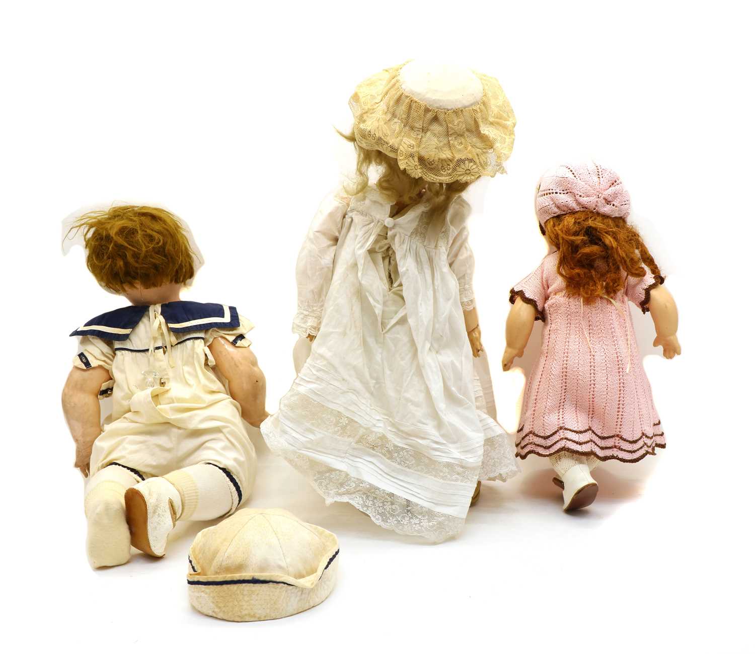 Three Bisque headed dolls, - Bild 2 aus 2