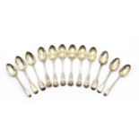 A group of six silver Victorian Queen’s pattern tablespoons,