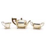 A George VI silver three piece teaset,