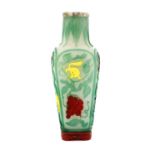 A Chinese six-colour overlay Peking glass vase,