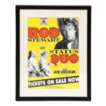 A collection of four framed pop posters,