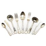 A composite English silver and Canadian white metal and metalware table service,
