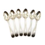 A George III set of six silver bright-cut engraved tablespoons,