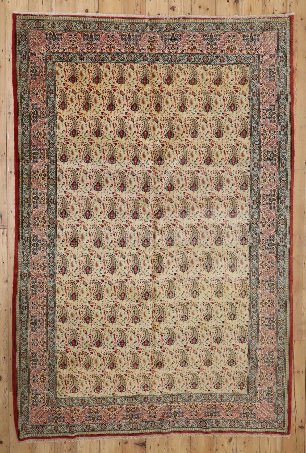 A Qum wool carpet with silk highlights,