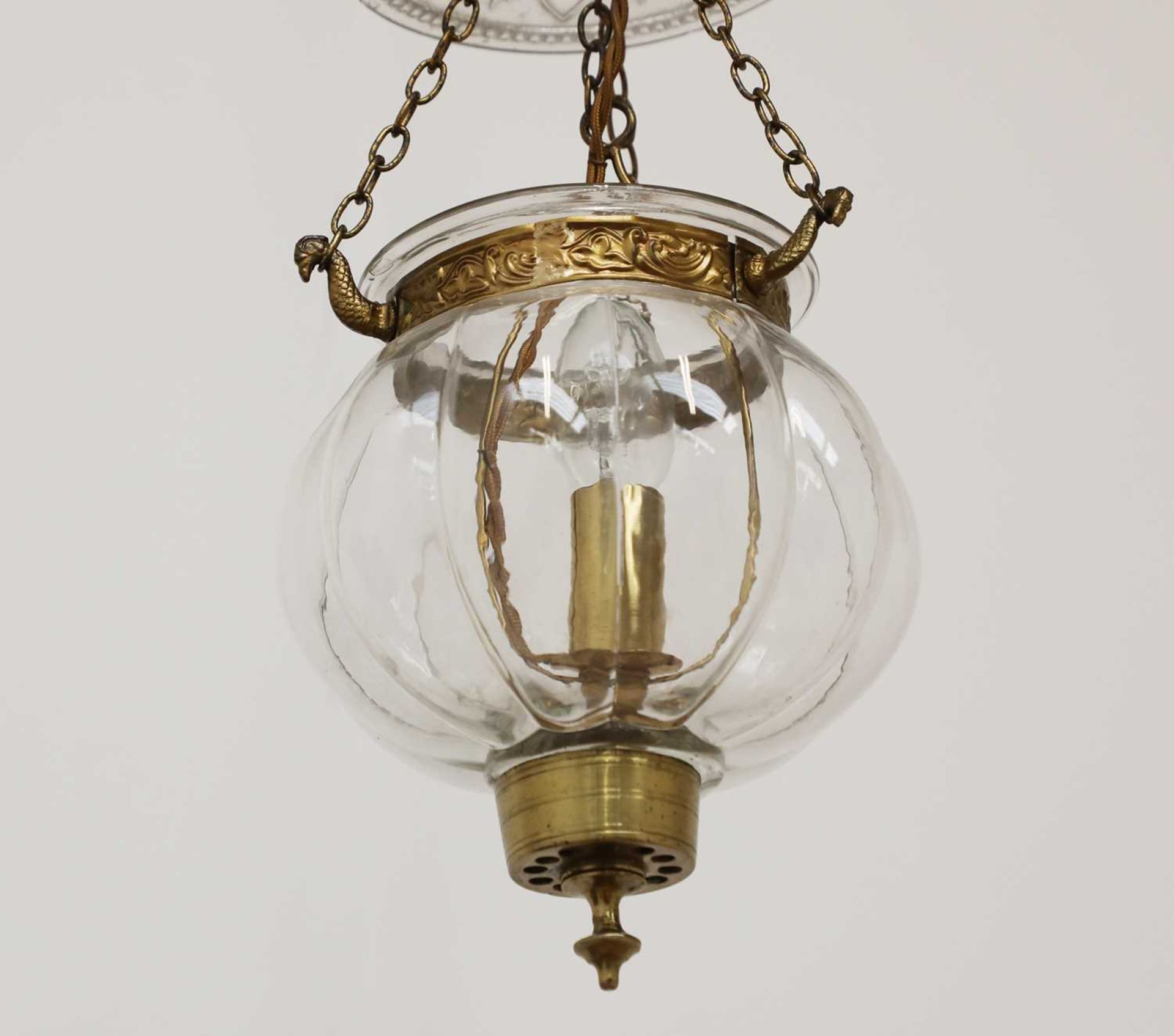 A lobed crystal glass hall lantern by Val Saint-Lambert, - Image 2 of 2