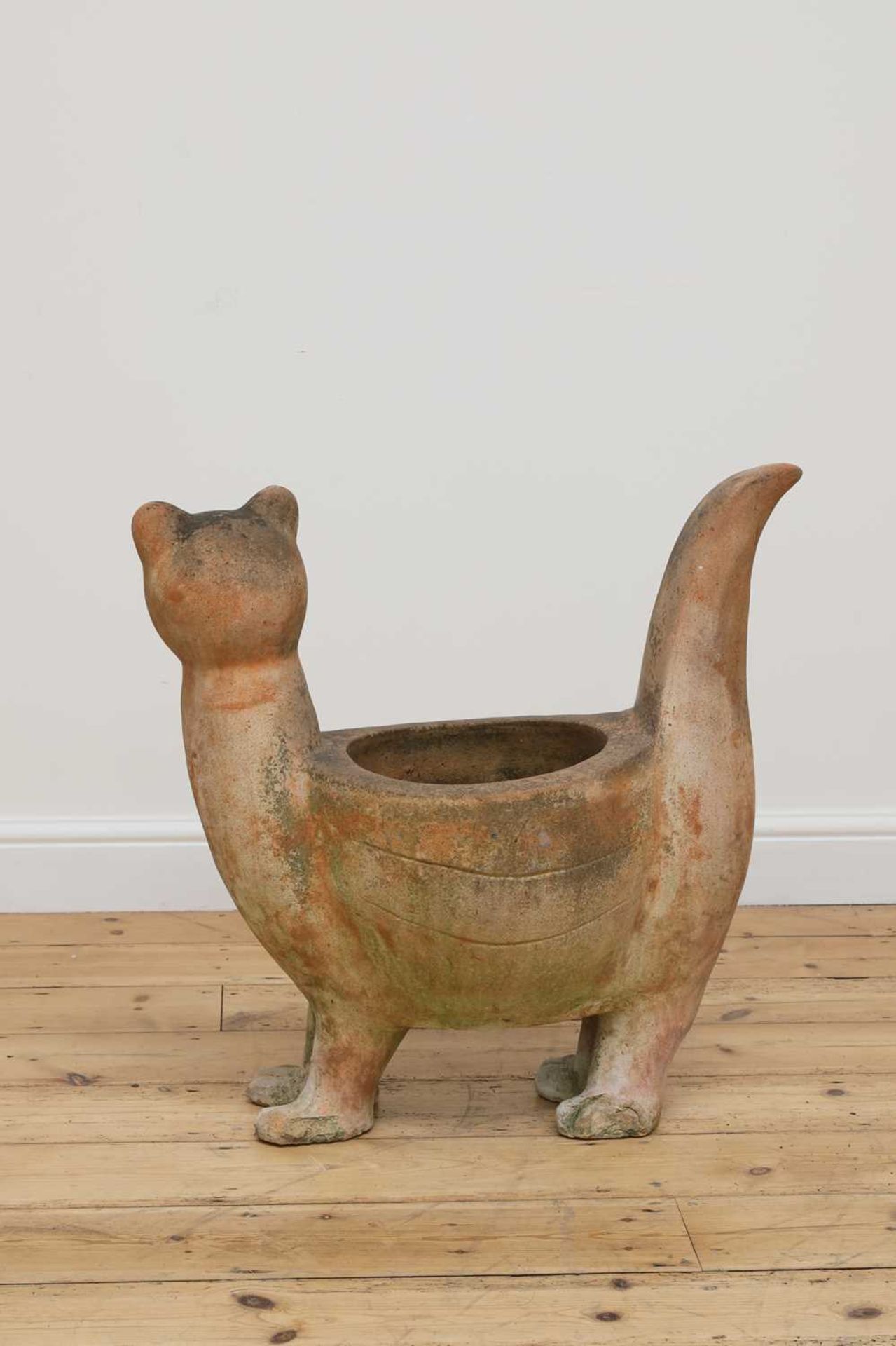 A terracotta planter in the form of a cat, - Image 2 of 3