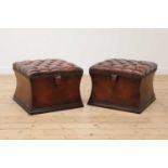 A pair of William IV-style leather ottoman stools,