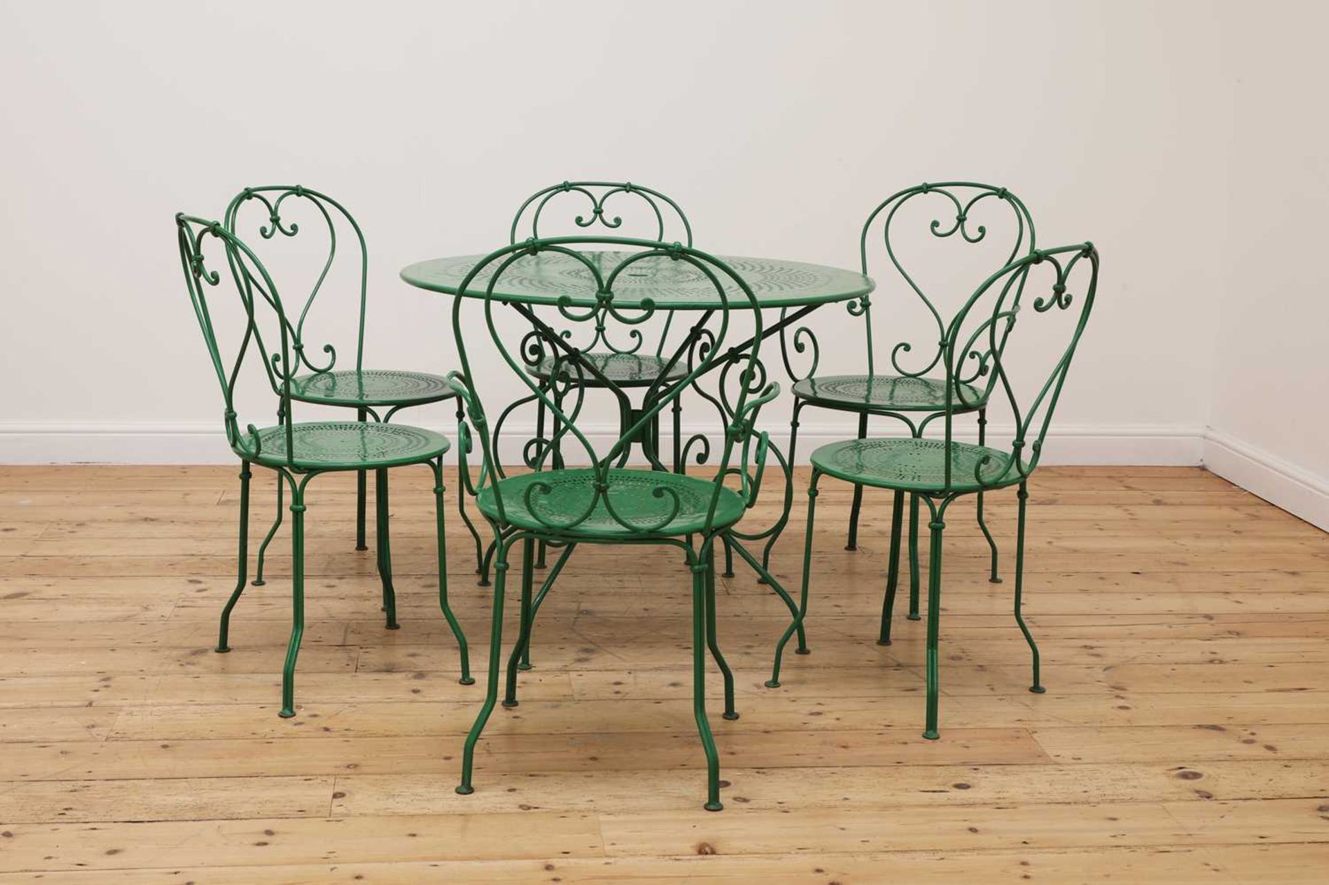 A green-painted aluminium garden table, - Image 2 of 4