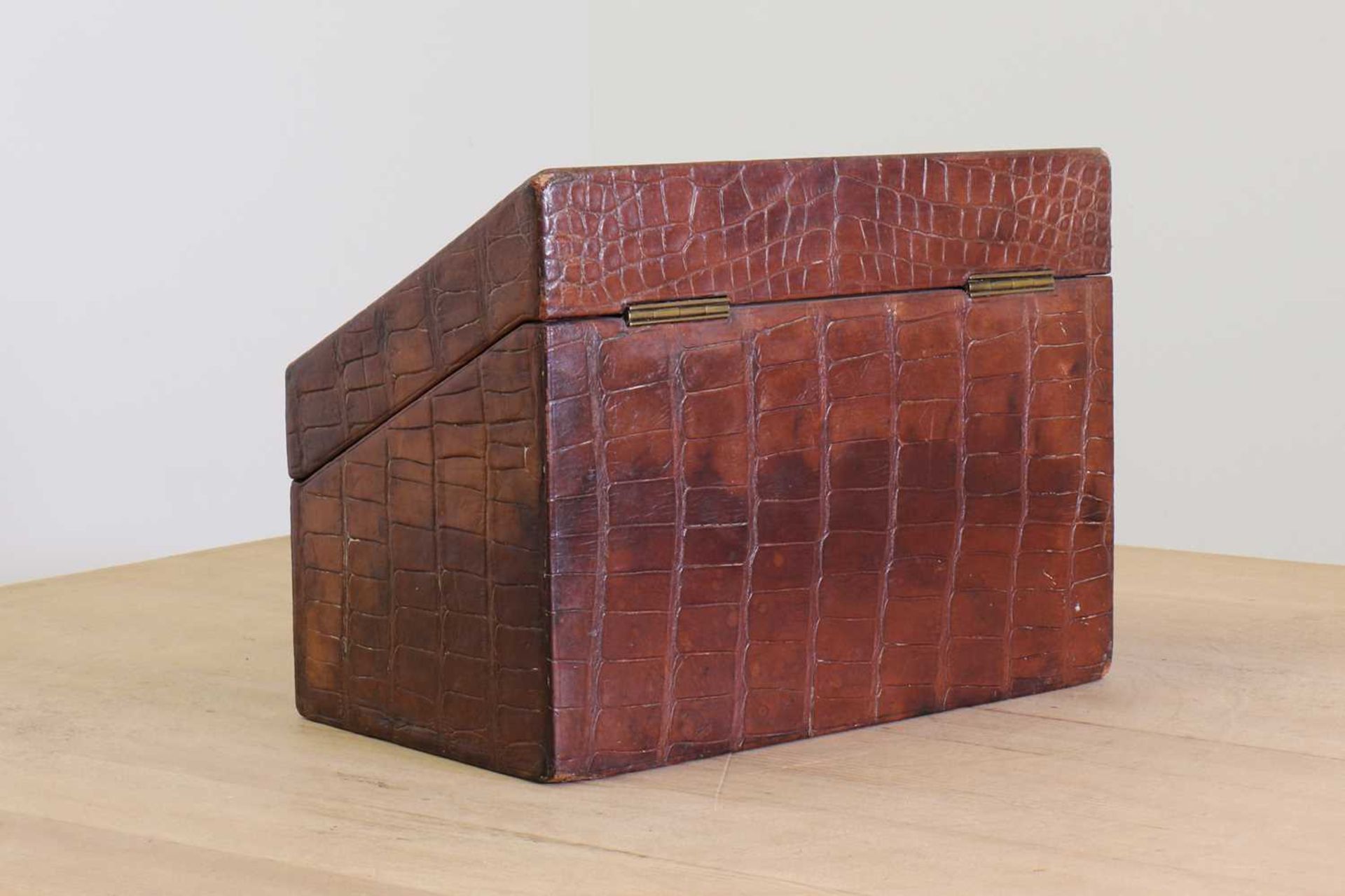A crocodile skin stationery box by Asprey London, - Image 4 of 4