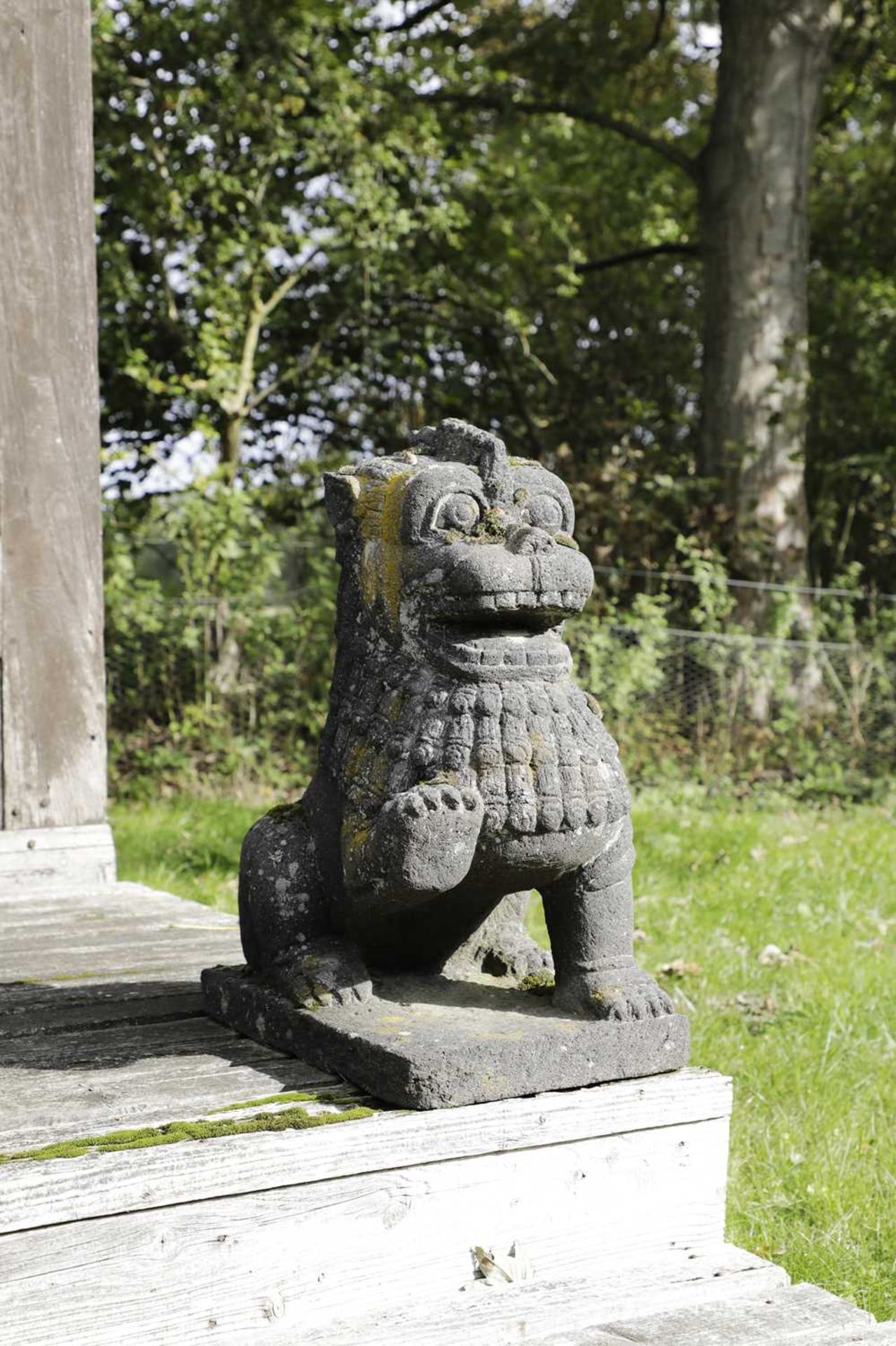 A pair of carved lava stone Dogs of Fo, - Image 2 of 4