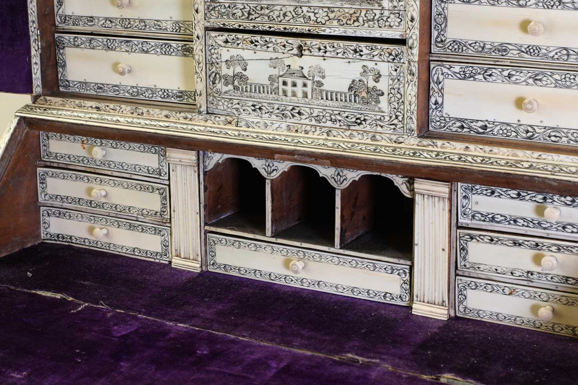 An Anglo-Indian sandalwood and ivory miniature bureau cabinet, - Bild 13 aus 59