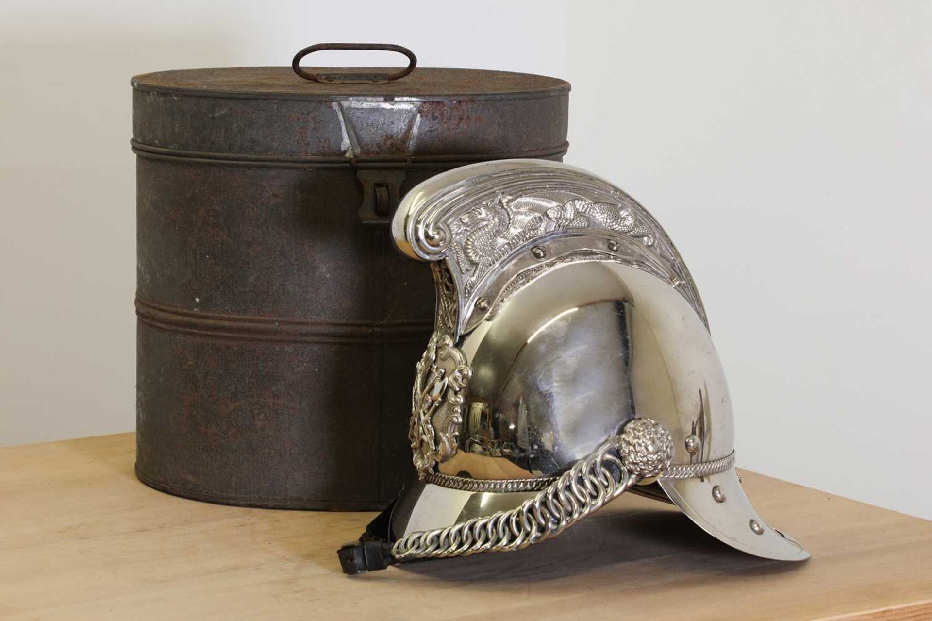 A Chief Fireman's Merryweather-style helmet,