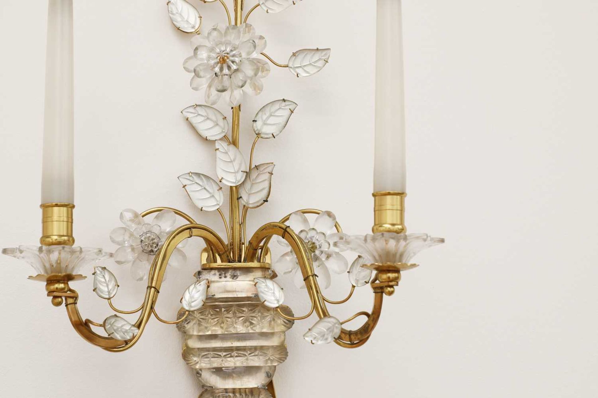 A set of four glass and gilt metal wall lights, - Image 9 of 12