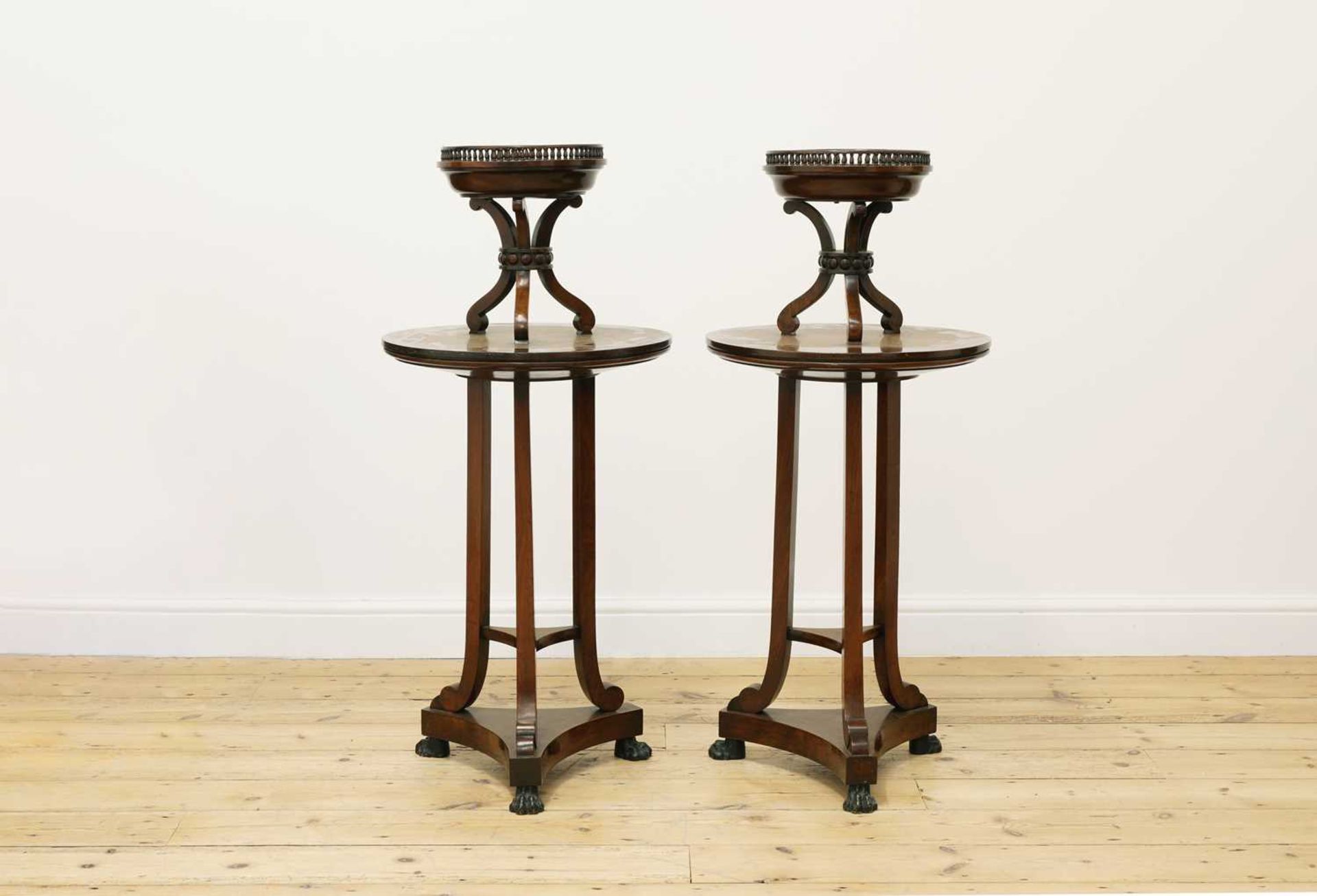 A pair of Victorian mahogany jardinière stands,