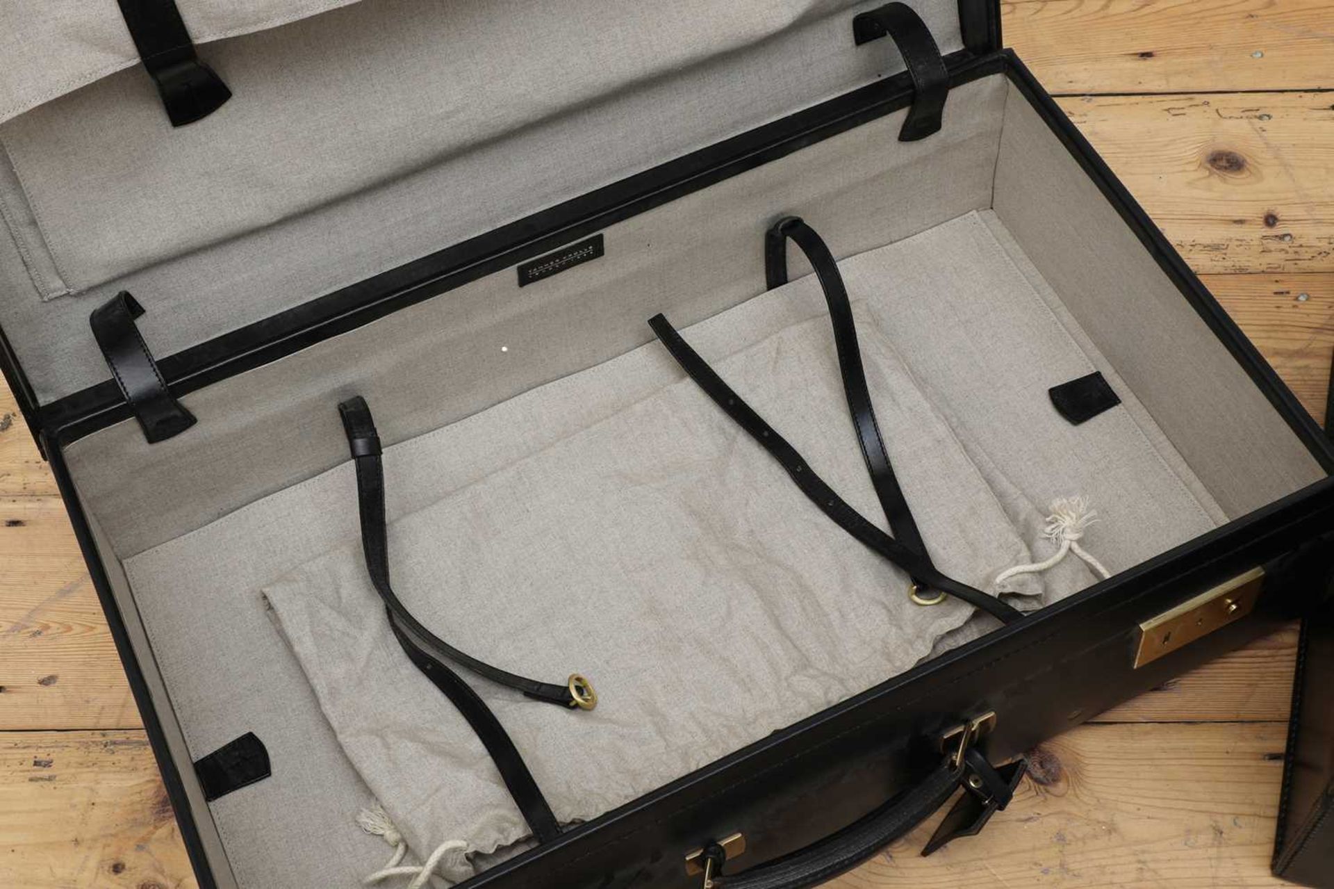 Two graduated black leather suitcases by Tanner Krolle, - Image 4 of 4