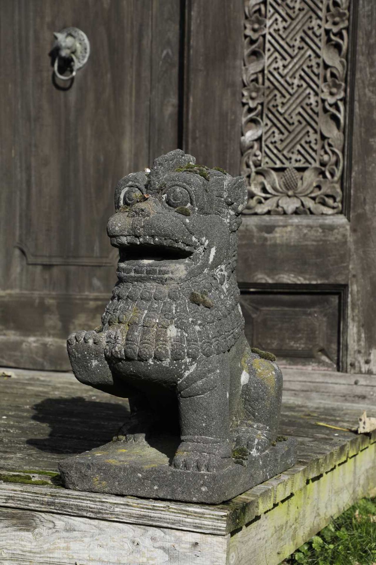 A pair of carved lava stone Dogs of Fo, - Image 3 of 4