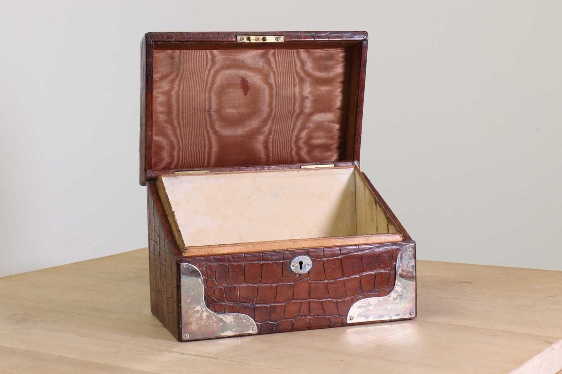 A crocodile skin stationery box by Asprey London, - Image 2 of 4