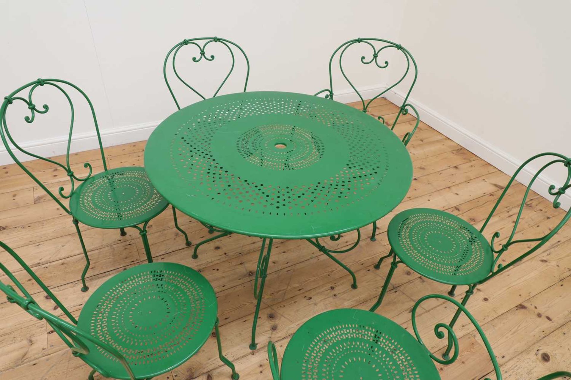 A green-painted aluminium garden table, - Image 3 of 4