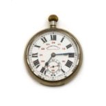 A Railway Service nickel cased pocket watch,