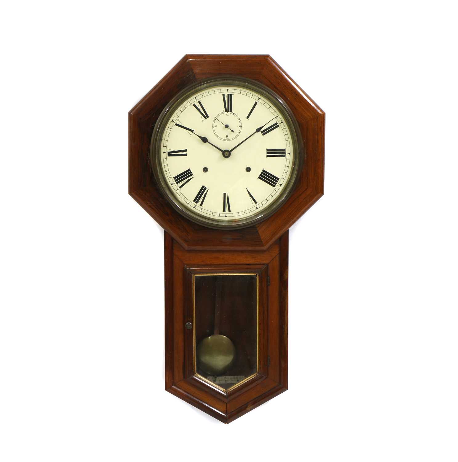 A Victorian rosewood drop dial wall clock,