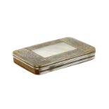 A silver and mother of pearl rectangular snuff box,