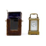 An early 20th century miniature brass cased carriage clock,