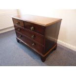 A late 18th century mahogany chest; moulded top, two half-width and two full-width drawers with