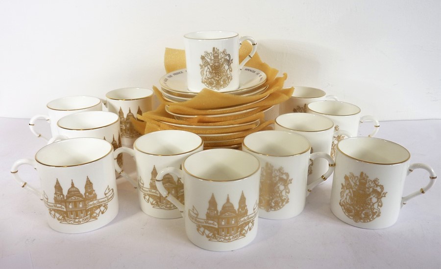 A 12-place Royal Worcester fine bone china coffee service; commemorating the marriage of HRH