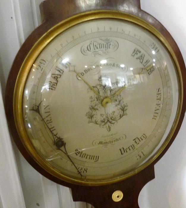 An oversized mid-19th century wheel barometer; silvered thermometer dial and the round silvered - Image 3 of 4