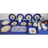 A selection of ceramics to include a coffee service, 19th century paste pots with registration
