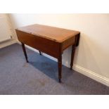 A 19th century mahogany Pembroke table; turned legs with single-end flush drawer