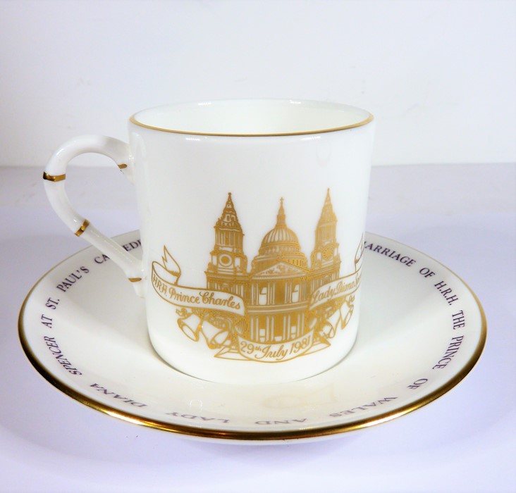 A 12-place Royal Worcester fine bone china coffee service; commemorating the marriage of HRH - Image 2 of 5