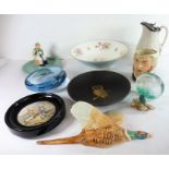 A good selection of ceramics and glassware; to include a 19th century circular ebonised Prattware-