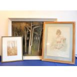 Three decorative wall-hanging pictures and prints to include a limited edition etching, 'November