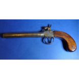 A 19th century long-barrel percussion pistol (The cost of UK postage via Royal Mail Special Delivery