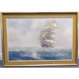 Lionel ROUSE (British) 1911-1984; a large gilt-framed oil on artist's board marine study of