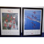 Two prints depicting the Red Arrows signed by the pilots; one limited edition (479 of 500) and