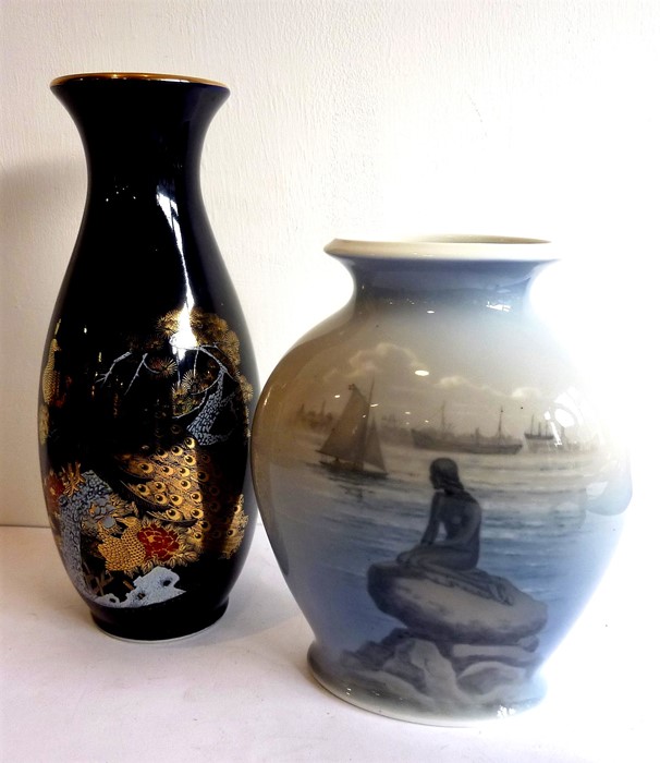A good Royal Copenhagen ovoid porcelain vase decorated with a mermaid looking out to sea and