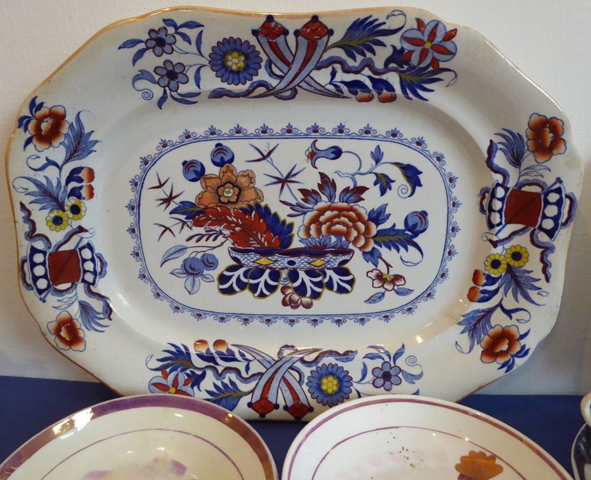 A selection of mostly early to mid-19th century ceramics: a mid-19th century Mason's Ironstone - Image 7 of 7