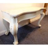 A 19th century marble-topped serpentine-fronted (later white painted) side table; single drawer