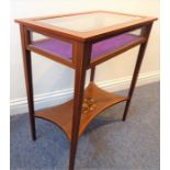 A good Edwardian mahogany and satinwood cross-banded bijouterie cabinet; the hinged top above square