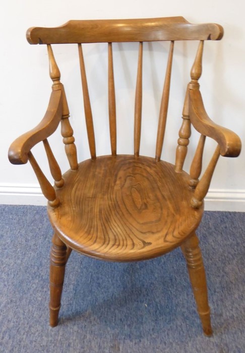 An early 20th century desk-style chair having oval elm seat - Image 2 of 2