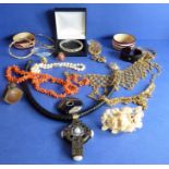 A good selection of quality costume jewellery etc to include necklaces, bangles, a ring, a large